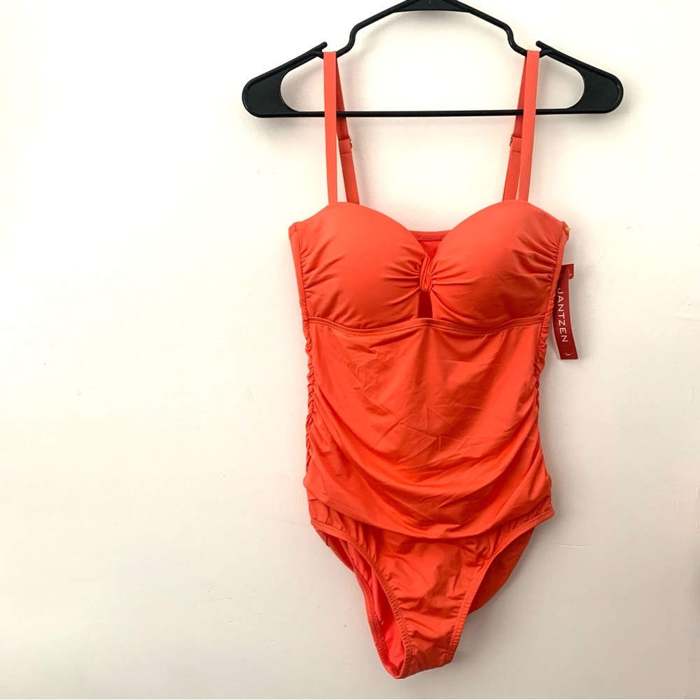 Jantzen One Piece Cut Out Swim Suit with Tummy Control SZ 6 NWT